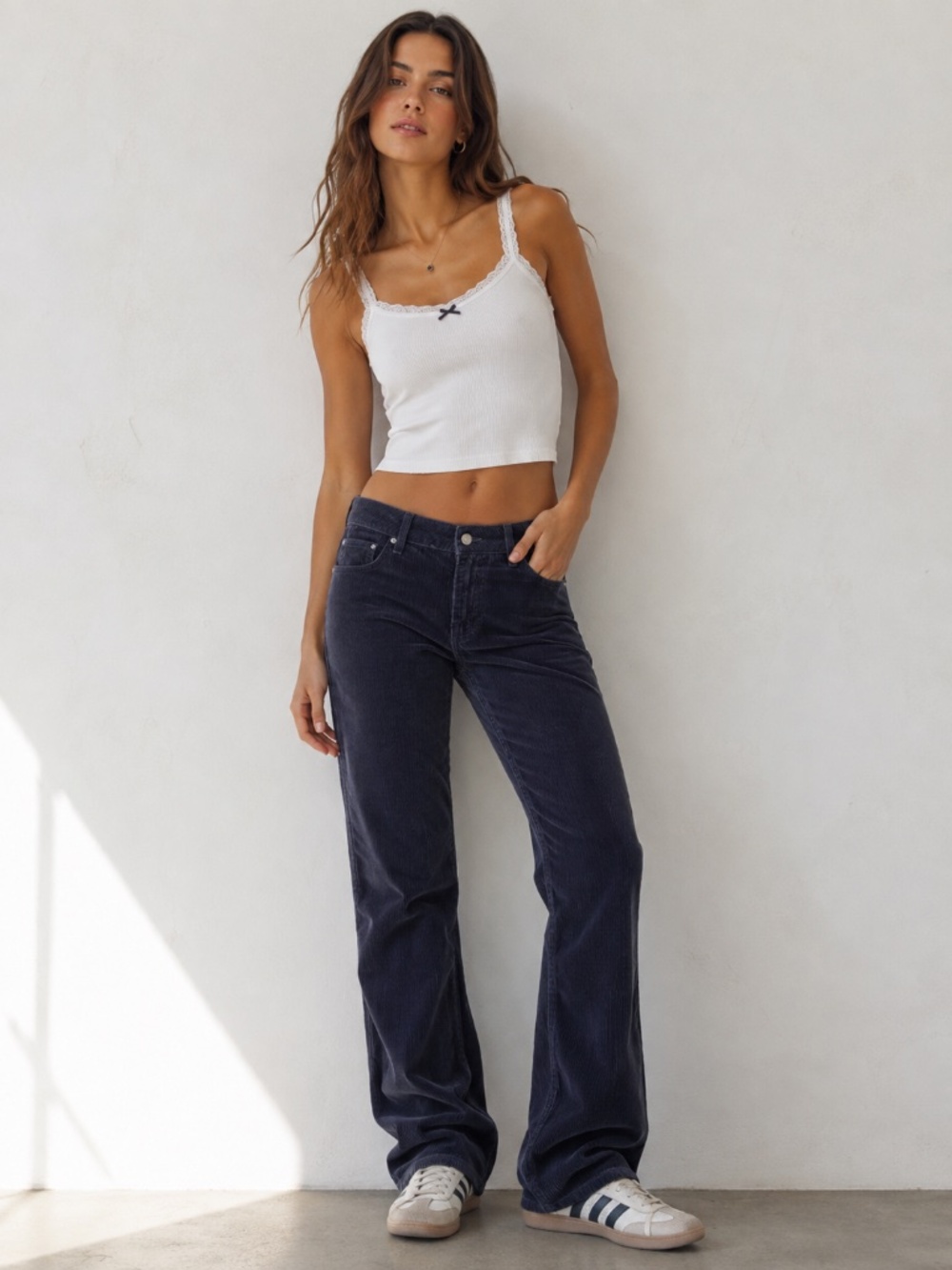 Pacsun Corduroy Pants Blue Womens Size 26 Mom Jeans High Rise Sufer Cali Vibes